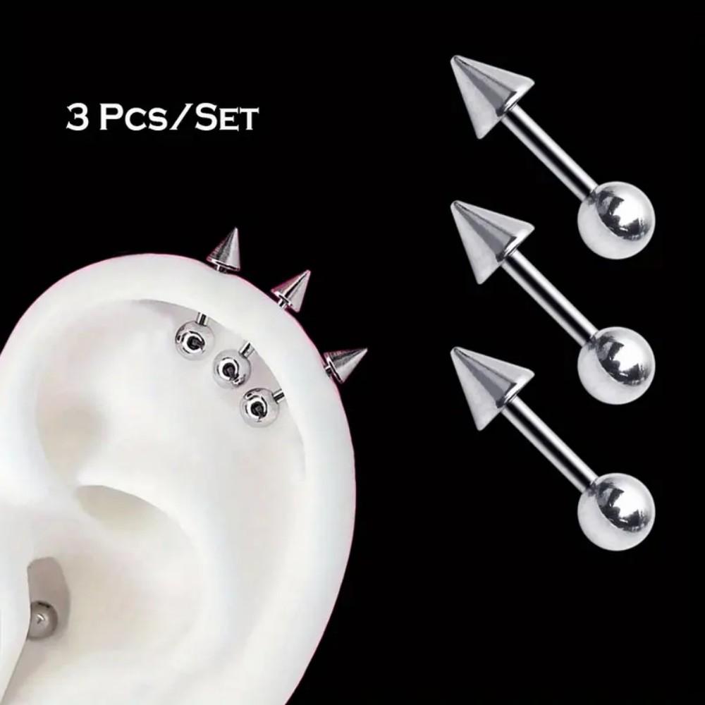 Body Jewelry Surgical Steel - 3 Pcs/Set Punk Simple Stainless Steel