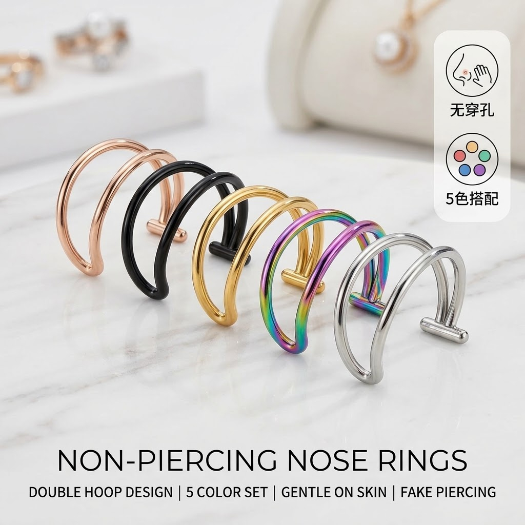 2PCS 20G Fake Nose Ring Set, N - Body Jewelry Lip Ring recension och pris