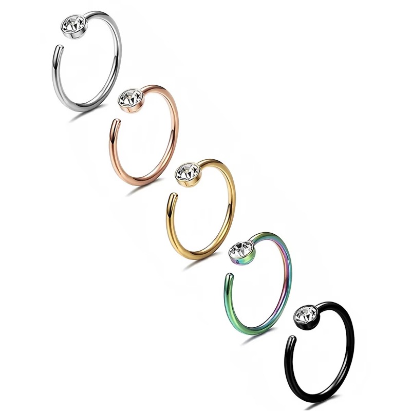 5pcs 18G Nose Rings C-Shaped N - Body Jewelry Surgical Steel recension och pris