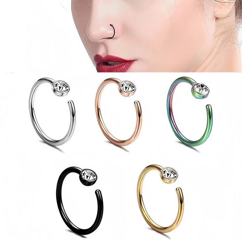 5pcs 18G Nose Rings C-Shaped N - Body Jewelry Surgical Steel recension och pris