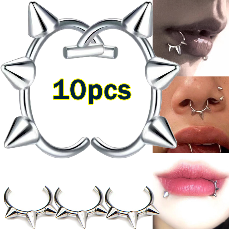 10pcs Punk Nose Ring One Nail  - Body Jewelry Lip Ring recension och pris