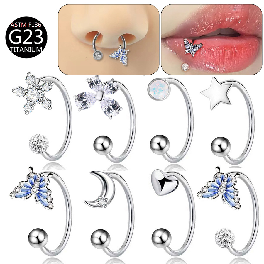 ASTM F136 Titanium Butterfly L - Body Jewelry Lip Ring recension och pris