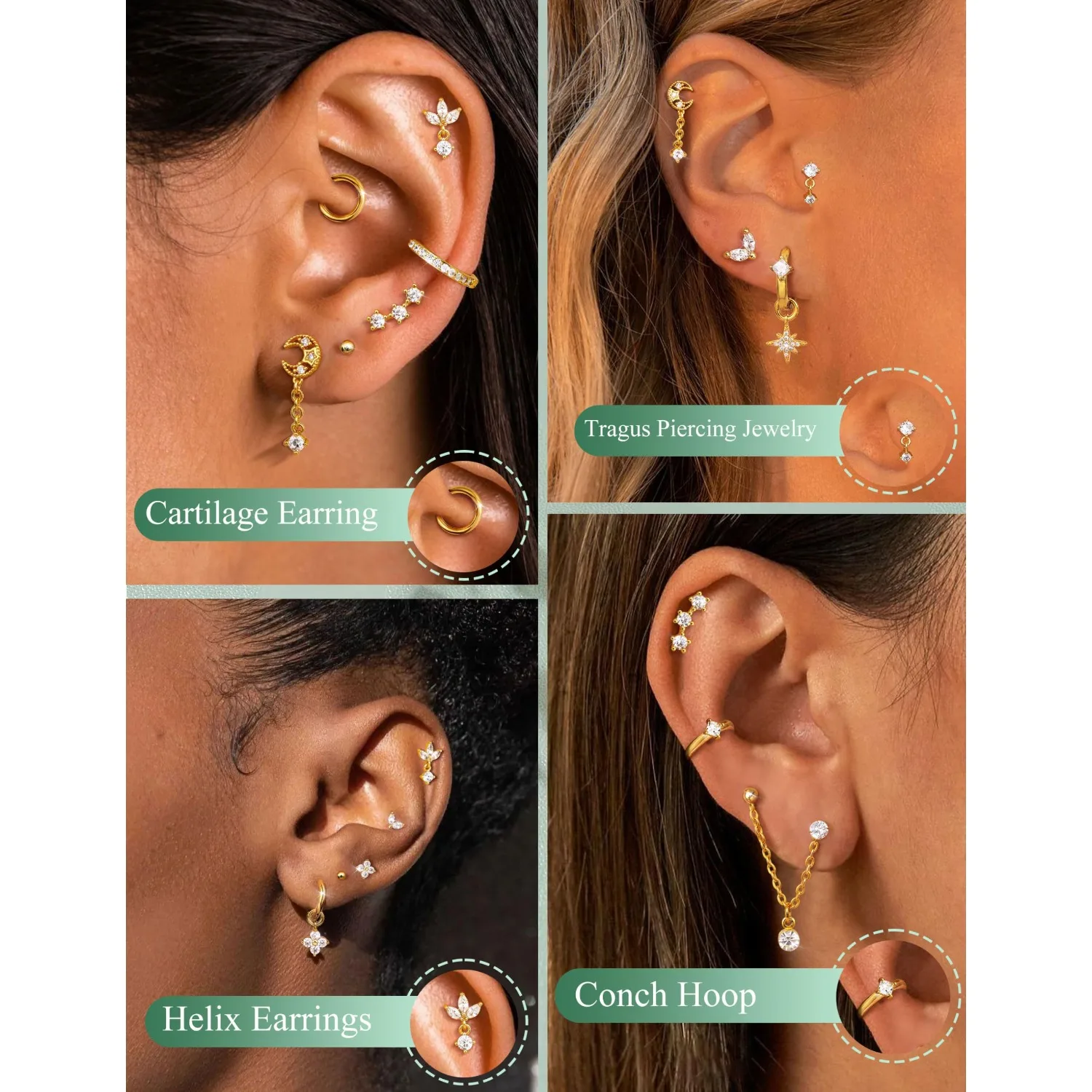 16 Gauge Cartilage Earrings fo - Body Jewelry Surgical Steel recension och pris